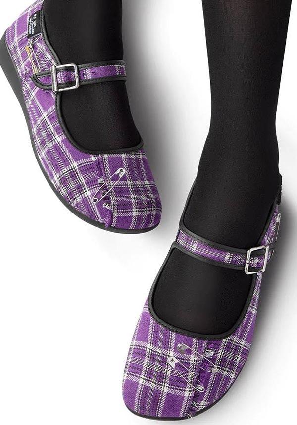 Margaret [Purple] | FLATS - Beserk - all, black, clickfrenzy15-2023, cpgstinc, discountapp, flats, flats [in stock], fp, googleshopping, HC64523, hot chocolate, in stock, instock, labelinstock, labelvegan, mary jane, mary janes, nov22, poppincandy, poppingcandy, punk, purple, R231122, shoe, shoes, tartan, vegan