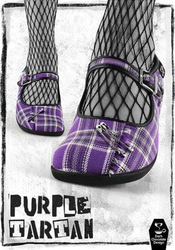 Margaret [Purple] | FLATS - Beserk - all, black, clickfrenzy15-2023, cpgstinc, discountapp, flats, flats [in stock], fp, googleshopping, HC64523, hot chocolate, in stock, instock, labelinstock, labelvegan, mary jane, mary janes, nov22, poppincandy, poppingcandy, punk, purple, R231122, shoe, shoes, tartan, vegan