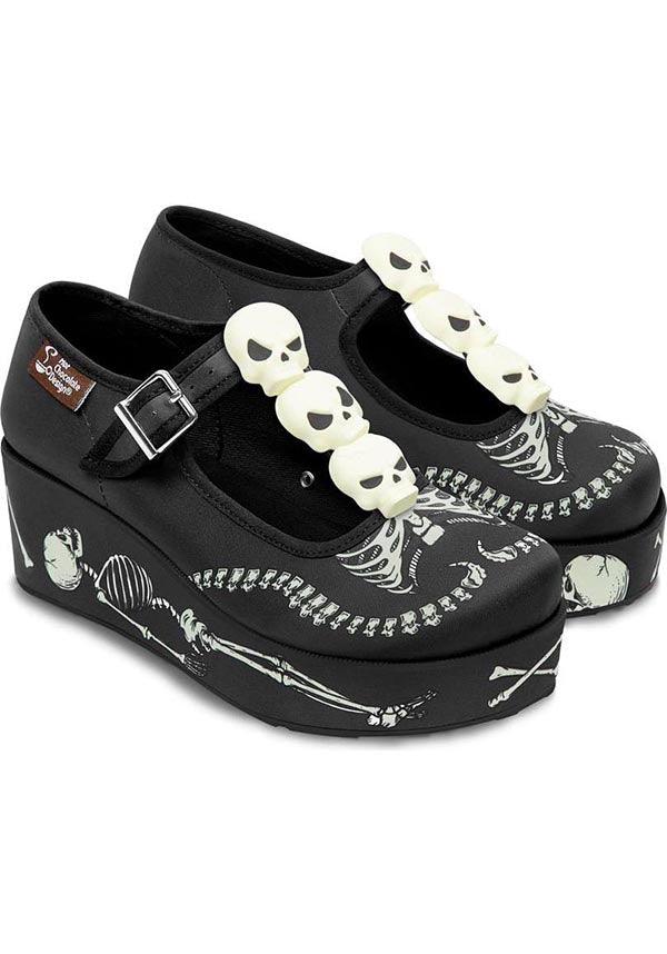Skeletons Under Your Bed | PLATFORMS - Beserk - all, black and white, clickfrenzy15-2023, cpgstinc, discountapp, fp, googleshopping, goth, gothic, HC64523, hot chocolate, in stock, instock, labelinstock, labelvegan, nov22, platform, platforms, platforms [in stock], poppincandy, poppingcandy, R231122, shoe, shoes, skeleton, skull, skull and bone, skulll, skulls, spooky, vegan