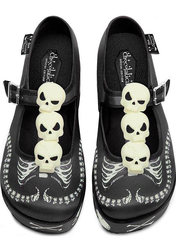 Skeletons Under Your Bed | PLATFORMS - Beserk - all, black and white, clickfrenzy15-2023, cpgstinc, discountapp, fp, googleshopping, goth, gothic, HC64523, hot chocolate, in stock, instock, labelinstock, labelvegan, nov22, platform, platforms, platforms [in stock], poppincandy, poppingcandy, R231122, shoe, shoes, skeleton, skull, skull and bone, skulll, skulls, spooky, vegan