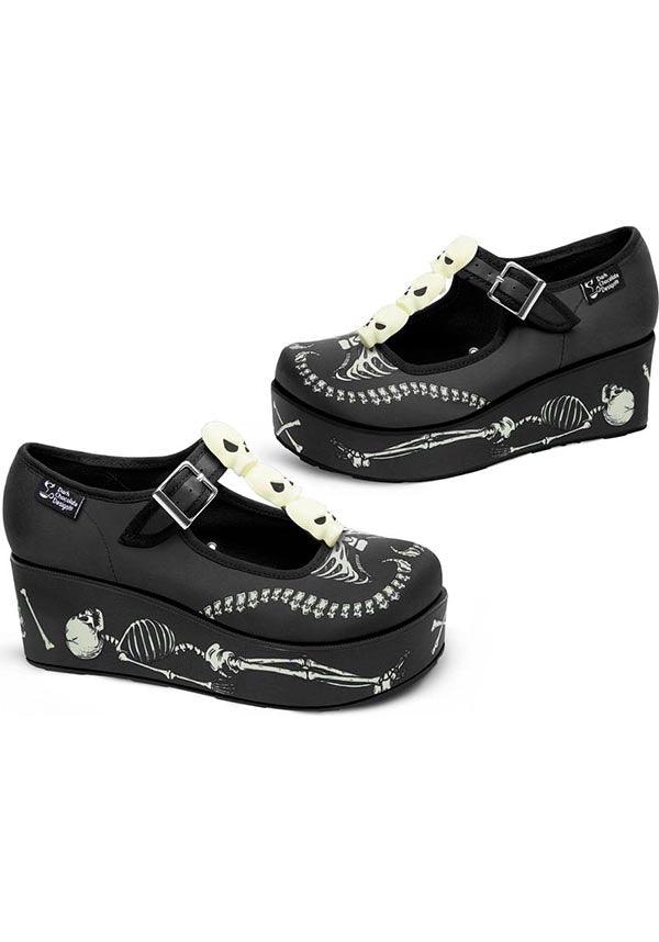 Skeletons Under Your Bed | PLATFORMS - Beserk - all, black and white, clickfrenzy15-2023, cpgstinc, discountapp, fp, googleshopping, goth, gothic, HC64523, hot chocolate, in stock, instock, labelinstock, labelvegan, nov22, platform, platforms, platforms [in stock], poppincandy, poppingcandy, R231122, shoe, shoes, skeleton, skull, skull and bone, skulll, skulls, spooky, vegan
