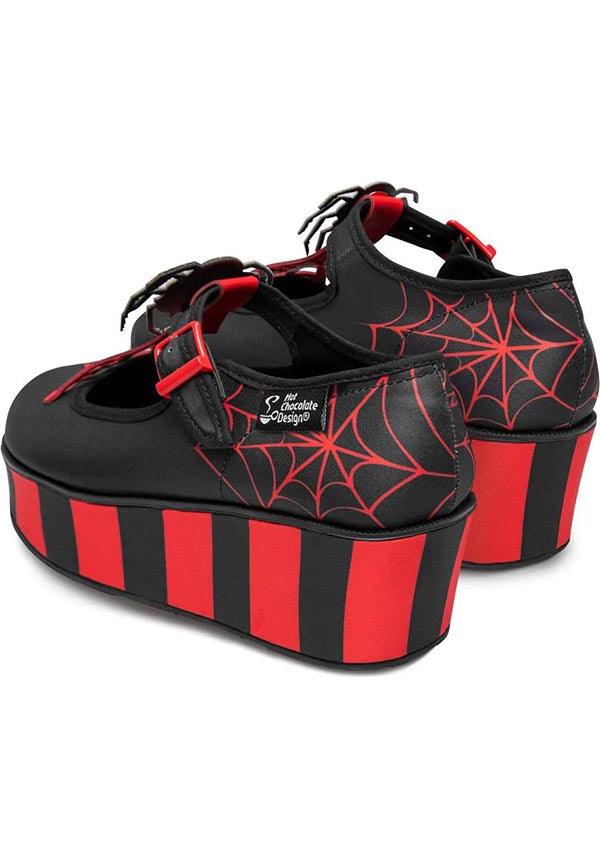Spidora | PLATFORMS - Beserk - all, black, clickfrenzy15-2023, cpgstinc, discountapp, fp, googleshopping, goth, gothic, halloween, halloween costume, halloween shoes, happy halloween, HC63602, in stock, instock, labelinstock, labelvegan, oct22, platforms, platforms [in stock], poppincandy, R091022, red, red and black, shoes, spider, spider web, spiderweb, spiderwebs, vegan