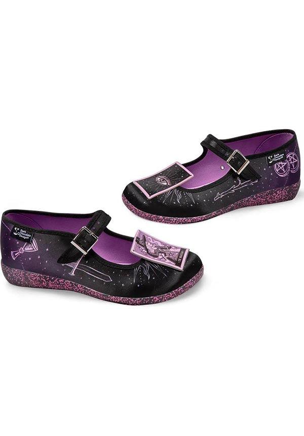 Tarot | FLATS - Beserk - all, black, clickfrenzy15-2023, cpgstinc, cup, discountapp, flats, flats [in stock], fp, glitter, googleshopping, HC66546, in stock, instock, labelinstock, labelvegan, mary jane, mary janes, nov22, pentacle, poppincandy, purple, R171122, shoe, shoes, star, stars, sun, sword, tarot, tarot card, vegan, witches hat, witchy