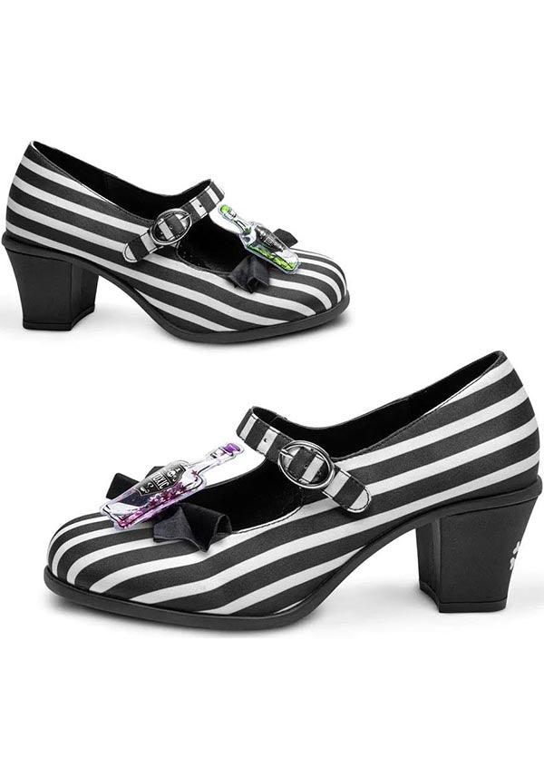 Venom | MID HEELS - Beserk - all, black, black and white, clickfrenzy15-2023, cpgstinc, discountapp, fp, googleshopping, goth, gothic, halloween, halloween costume, halloween shoes, happy halloween, HC63602, heels, heels [in stock], in stock, instock, labelinstock, labelvegan, oct22, poison, poppincandy, R091022, shoes, stripe, striped, stripes, stripey, vegan