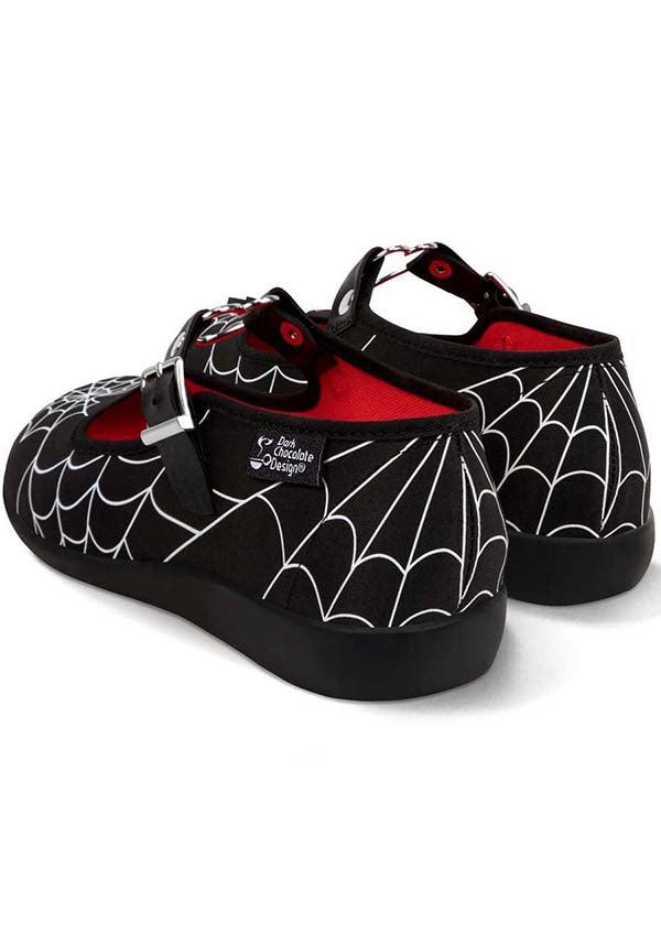 Widow Heart | FLATS - Beserk - all, all ladies, black, black and white, cpgstinc, discountapp, flats [in stock], fp, googleshopping, goth, gothic, HC6955, heart, heart shape, hot chocolate, in stock, instock, jun23, labelinstock, labelnew, labelvegan, ladies, ladies shoes, love heart, mary jane, mary janes, metal heart, poppingcandy, punk, R040623, red and black, shoe, shoes, spider, spider web, spiderweb, spiderwebs, spooky, vegan, web, webbed, webbing, webs, witchy