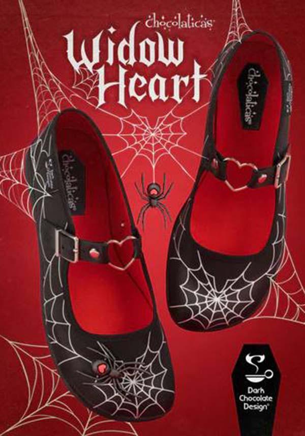 Widow Heart | FLATS - Beserk - all, all ladies, black, black and white, cpgstinc, discountapp, flats [in stock], fp, googleshopping, goth, gothic, HC6955, heart, heart shape, hot chocolate, in stock, instock, jun23, labelinstock, labelnew, labelvegan, ladies, ladies shoes, love heart, mary jane, mary janes, metal heart, poppingcandy, punk, R040623, red and black, shoe, shoes, spider, spider web, spiderweb, spiderwebs, spooky, vegan, web, webbed, webbing, webs, witchy