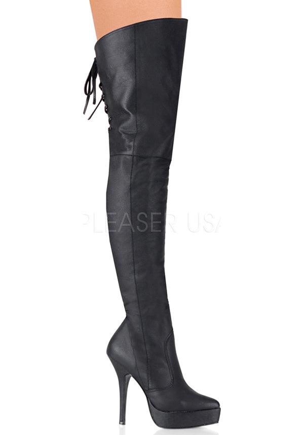 INDULGE-3011 [Black] | BOOTS [PREORDER] - Beserk - all, black, boots, boots [preorder], clickfrenzy15-2023, devious, devious shoes, discountapp, fp, heels, heels [preorder], knee high, labelpreorder, ppo, preorder, shoes, thigh high