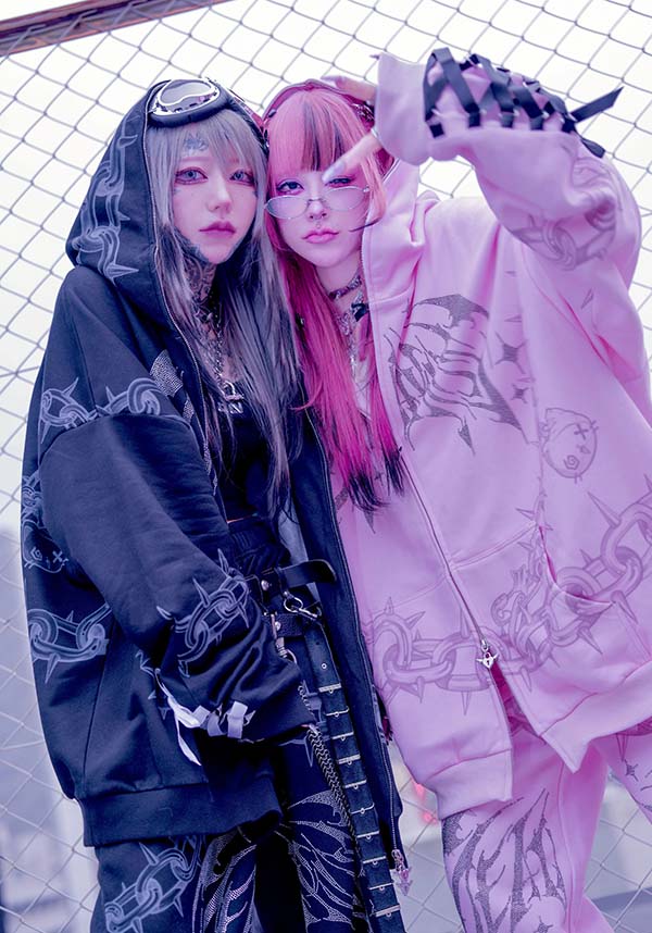 Death Kiss [Baby Pink] | CHAIN HOODIE
