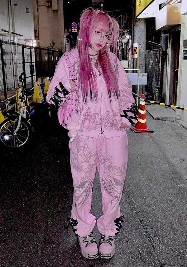 Death Kiss [Baby Pink] | CHAIN HOODIE