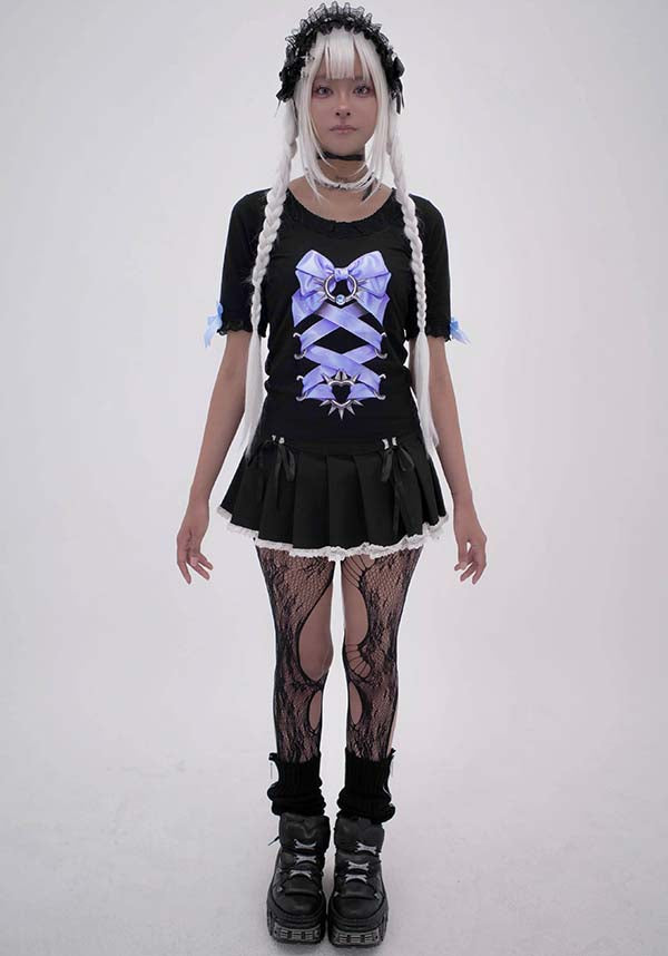 Piercing Ribbon Corset [Black] | TOP