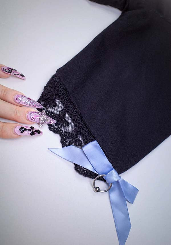 Piercing Ribbon Corset [Black] | TOP