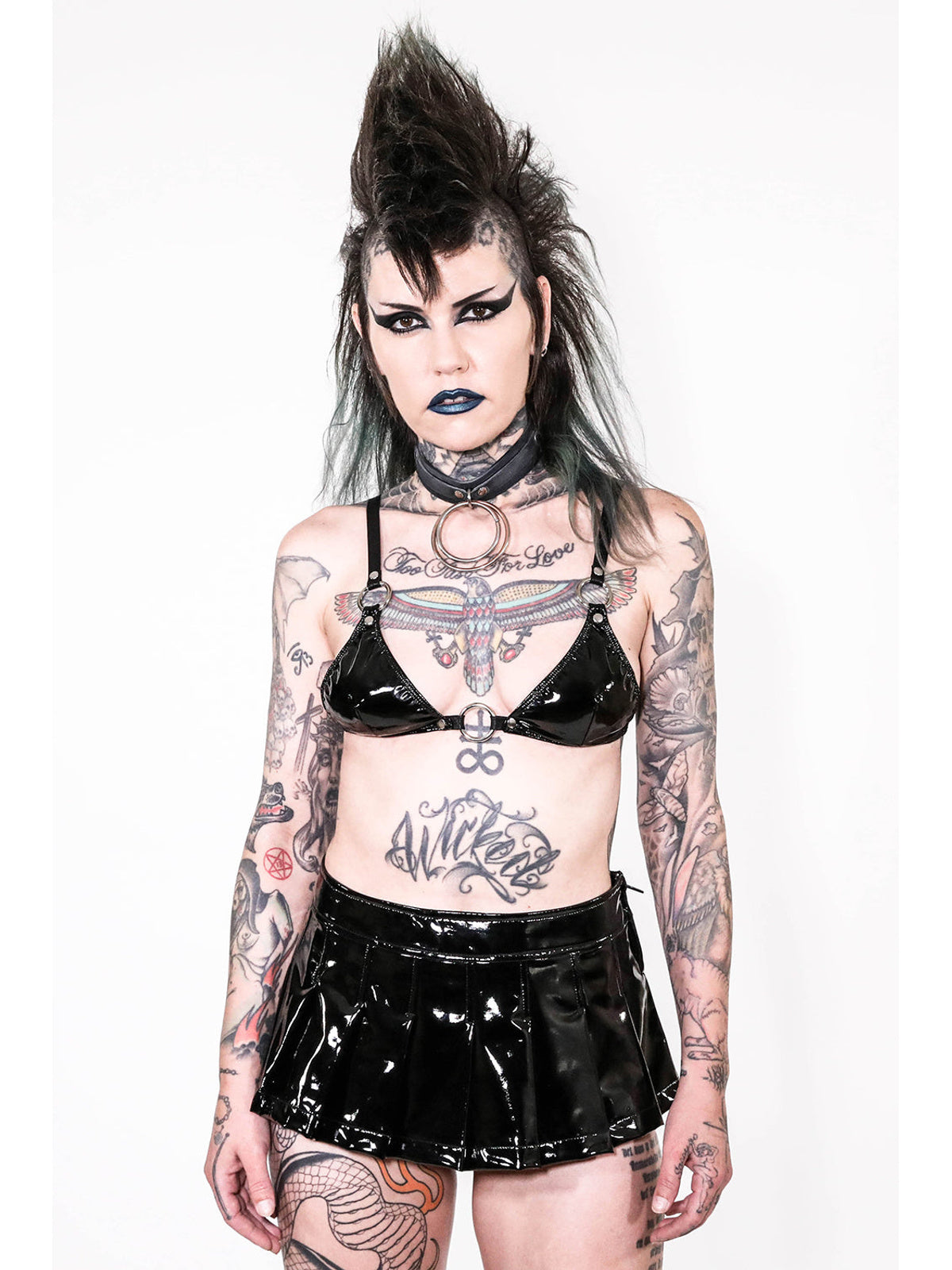 Vinyl Pvc Pleated Micro Mini Skirt-bottoms-lip Service | BOTTOMS