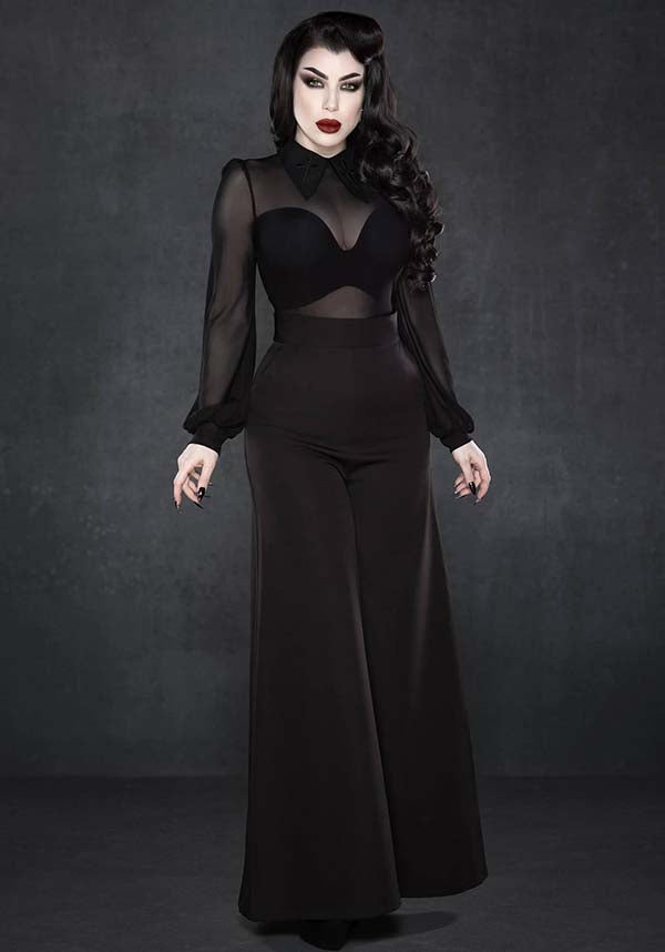 Powder Knit Palazzo Pant - Black