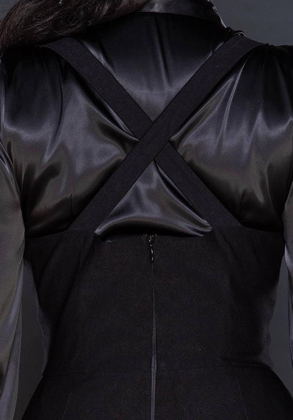 Webbed | SUSPENDER SKIRT - Beserk - all, all clothing, all ladies clothing, black, clickfrenzy15-2023, clothing, discountapp, fp, googleshopping, goth, gothic, KABESFW2022-1, knee length skirt, knee length skirts, ladies clothing, ladies skirt, long skirt, oct22, office, office clothing, pencil skirt, plus size, r191022, skirt, skirts, spider web, spiderweb, spiderwebs, suspender, suspenders, web, webs, womens skirt, work