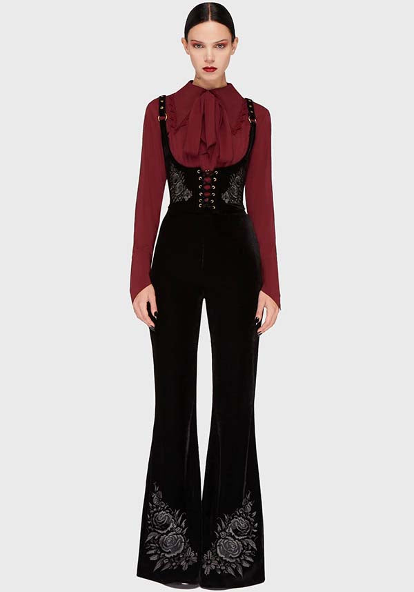 KILLSTAR A Devil's Rose [Black] | FLARES - PANTS - Front View