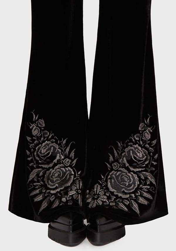 KILLSTAR A Devil's Rose [Black] | FLARES - PANTS - Back View