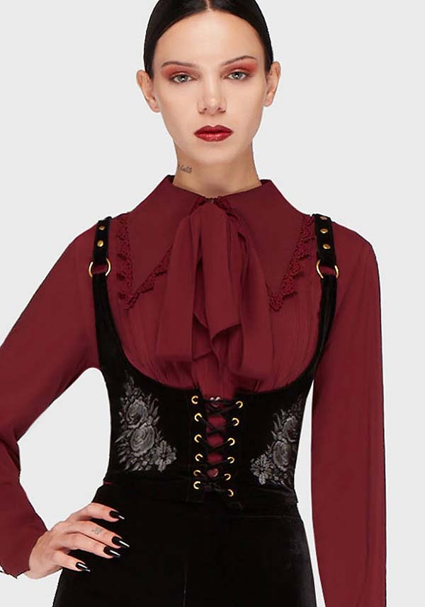 KILLSTAR A Devil's Rose [Black] | UNDERBUST CORSET TOP - TOPS - Front View