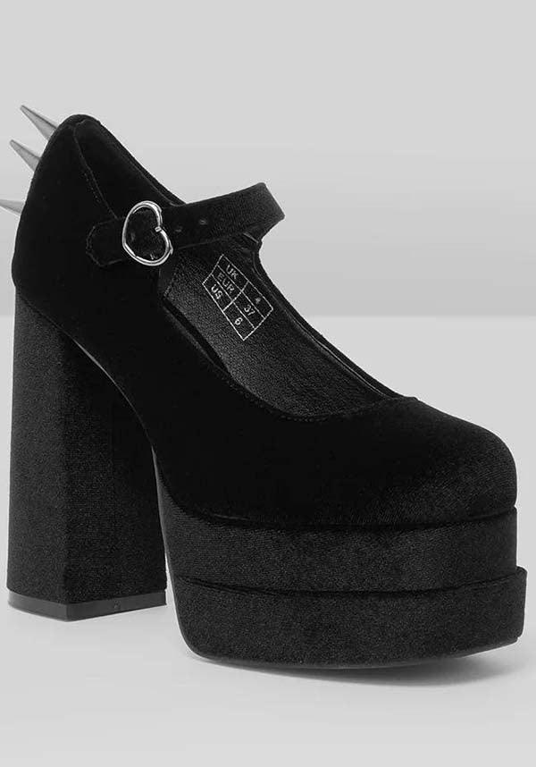 Basilisks | PUMPS - Beserk - all, all ladies, black, chunky, discountapp, fp, googleshopping, goth, gothic, heart, heart shape, heel, heels, heels [in stock], in stock, instock, jun23, kill star, killstar, killstar shoes, KS1076956, labelinstock, labelnew, labelvegan, ladies, ladies shoes, platform, platform heels, platforms, platforms [in stock], punk, R220623, shoe, shoes, spike, spiked, spiked shoe, spikes, spikey, vegan, velvet, velvet shoe, witchy