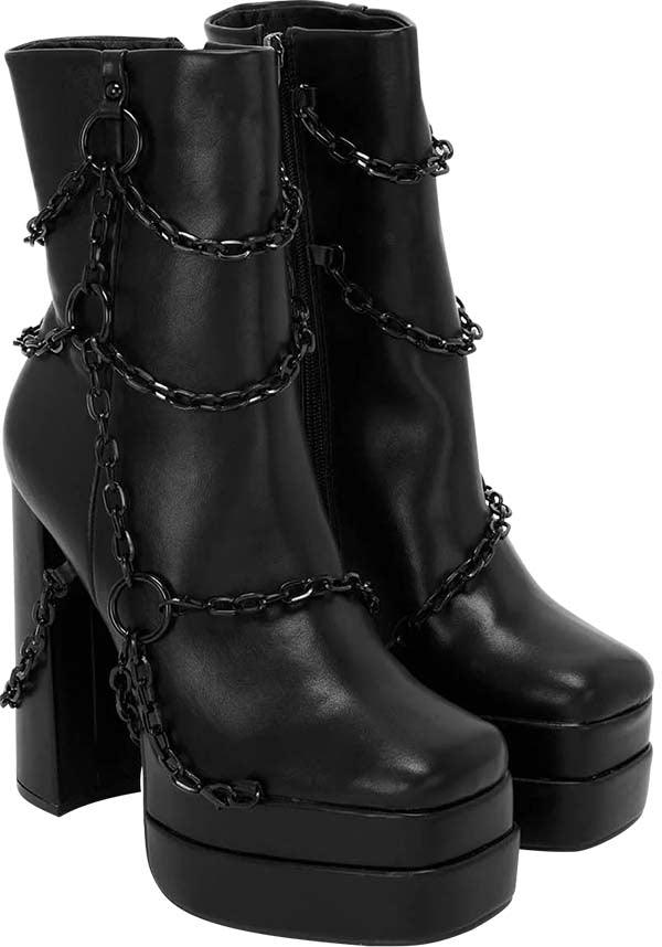 Gloomed and Doomed | BOOTS - Beserk - all, ankle boots, black, boots, boots [in stock], chain, chains, discountapp, fp, googleshopping, goth, gothic, heeled boots, in stock, instock, jun23, kill star, killstar, killstar shoes, KS1094852, labelinstock, labelnew, labelvegan, ladies shoes, o ring, platform boots, punk, R220623, shoe, shoes, vegan