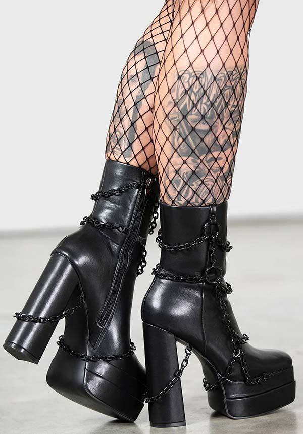 Gloomed and Doomed | BOOTS - Beserk - all, ankle boots, black, boots, boots [in stock], chain, chains, discountapp, fp, googleshopping, goth, gothic, heeled boots, in stock, instock, jun23, kill star, killstar, killstar shoes, KS1094852, labelinstock, labelnew, labelvegan, ladies shoes, o ring, platform boots, punk, R220623, shoe, shoes, vegan