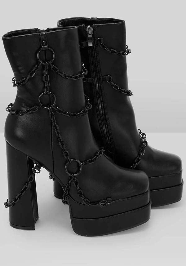 Gloomed and Doomed | BOOTS - Beserk - all, ankle boots, black, boots, boots [in stock], chain, chains, discountapp, fp, googleshopping, goth, gothic, heeled boots, in stock, instock, jun23, kill star, killstar, killstar shoes, KS1094852, labelinstock, labelnew, labelvegan, ladies shoes, o ring, platform boots, punk, R220623, shoe, shoes, vegan