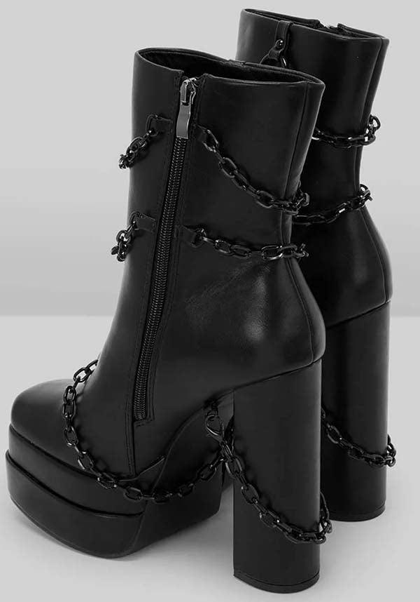 Gloomed and Doomed | BOOTS - Beserk - all, ankle boots, black, boots, boots [in stock], chain, chains, discountapp, fp, googleshopping, goth, gothic, heeled boots, in stock, instock, jun23, kill star, killstar, killstar shoes, KS1094852, labelinstock, labelnew, labelvegan, ladies shoes, o ring, platform boots, punk, R220623, shoe, shoes, vegan