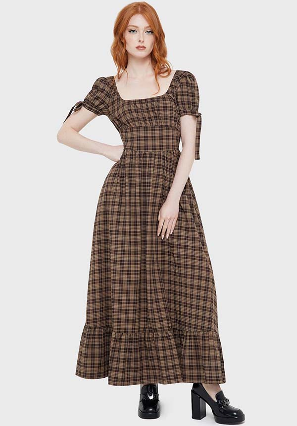 Grim Gretchen [Brown Tartan] | DRESS