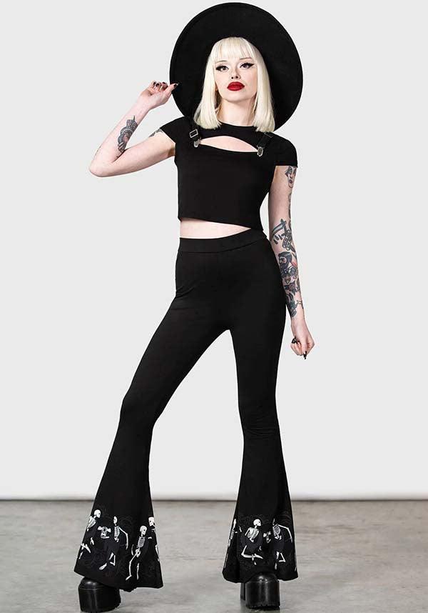 La Danse | FLARES - Beserk - all, all clothing, all ladies, all ladies clothing, apr23, black, clothing, discountapp, fitted, flare, flare pants, flared, flared pants, flares, fp, googleshopping, goth, gothic, kill star, killstar, KS1095348, ladies, ladies clothing, ladies pants, ladies pants + shorts, ladies pants and shorts, long pants, pants, plus size, R270423, skeleton, winter, winter clothing, winter wear, witchy, women, womens, womens pants