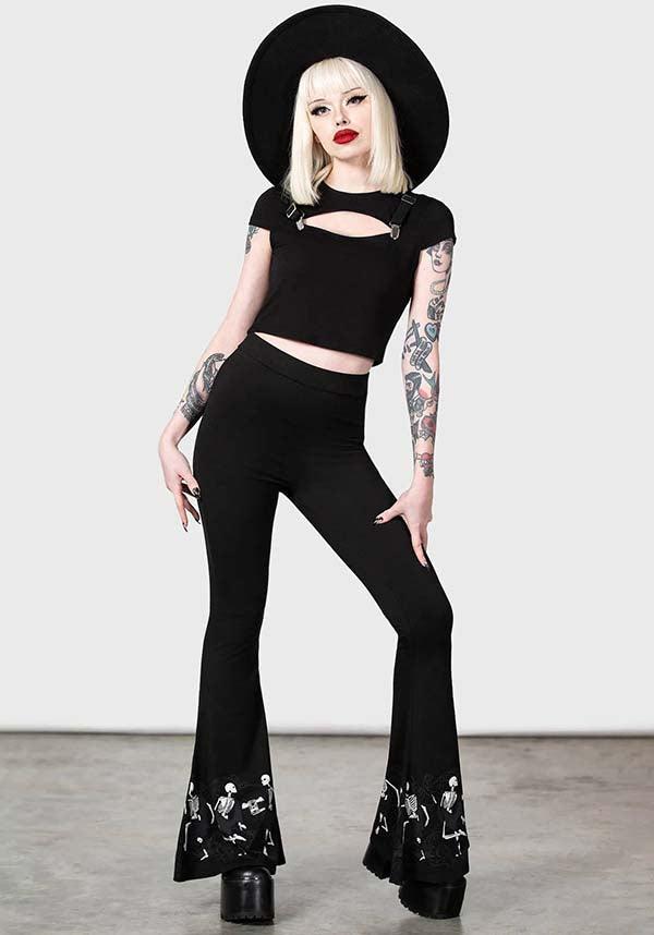 La Danse | FLARES - Beserk - all, all clothing, all ladies, all ladies clothing, apr23, black, clothing, discountapp, fitted, flare, flare pants, flared, flared pants, flares, fp, googleshopping, goth, gothic, kill star, killstar, KS1095348, ladies, ladies clothing, ladies pants, ladies pants + shorts, ladies pants and shorts, long pants, pants, plus size, R270423, skeleton, winter, winter clothing, winter wear, witchy, women, womens, womens pants