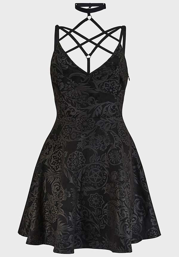 killstar magica skater dress Killstar Magica Velvet Pentagram Skater Dress Black