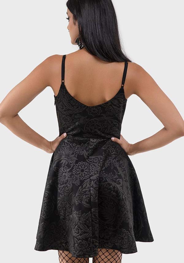 killstar magica skater dress Killstar Magica Pentagram Harness Gothic Witch Skater Velvet Dress KSRA000883