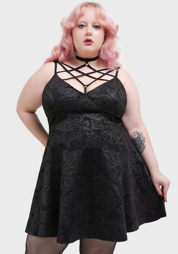 killstar magica skater dress Killstar Magica Velvet Pentagram Skater Dress Black