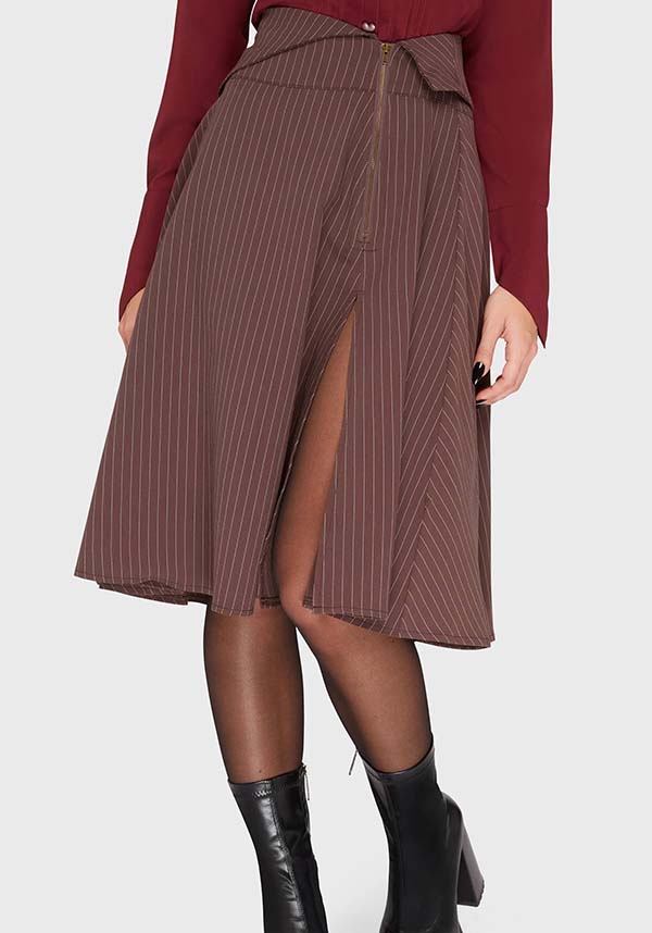 KILLSTAR Midnight Gaze [Brown] | MIDI SKIRT - SKIRTS - Front View