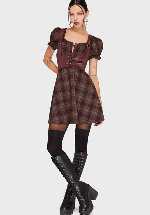 KILLSTAR Morning Meadow [Brown Tartan] | DRESS - DRESSES - Detail 2