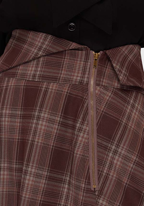 KILLSTAR Morning Meadow [Brown Tartan] | MIDI SKIRT - SKIRTS - Back View