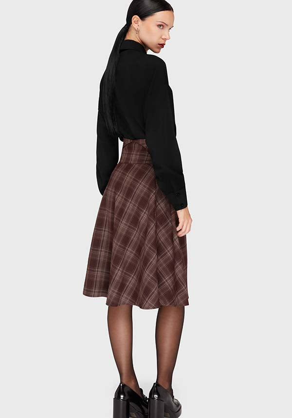 KILLSTAR Morning Meadow [Brown Tartan] | MIDI SKIRT - SKIRTS - Detail 3