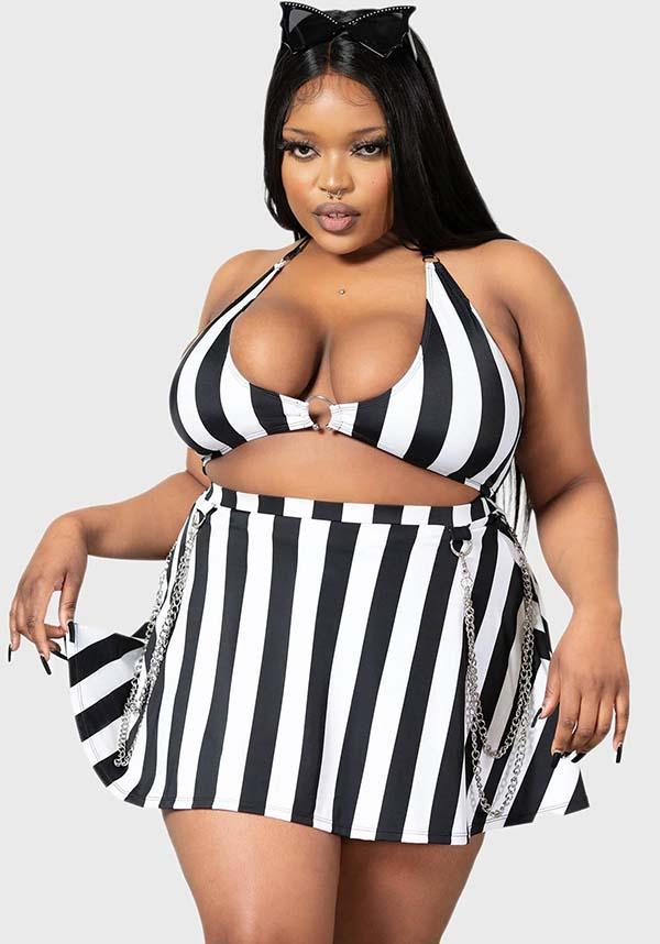 Pantha's Prowl | SWIM SKIRT - Beserk - all, all clothing, all ladies clothing, black and white, chain, clothing, discountapp, fp, googleshopping, goth, goth summer, goth summer clothing, gothic, killstar, KS1103865, ladies clothing, ladies skirt, may23, mini skirt, plus, plus size, R180523, short skirt, skirt, skirts, stripe, striped, striped skirt, stripes, stripey, summer, summer clothing, summer goth, swim, swim suit, swim wear, swimmers, swimming, swimsuit, swimwear, womens skirt