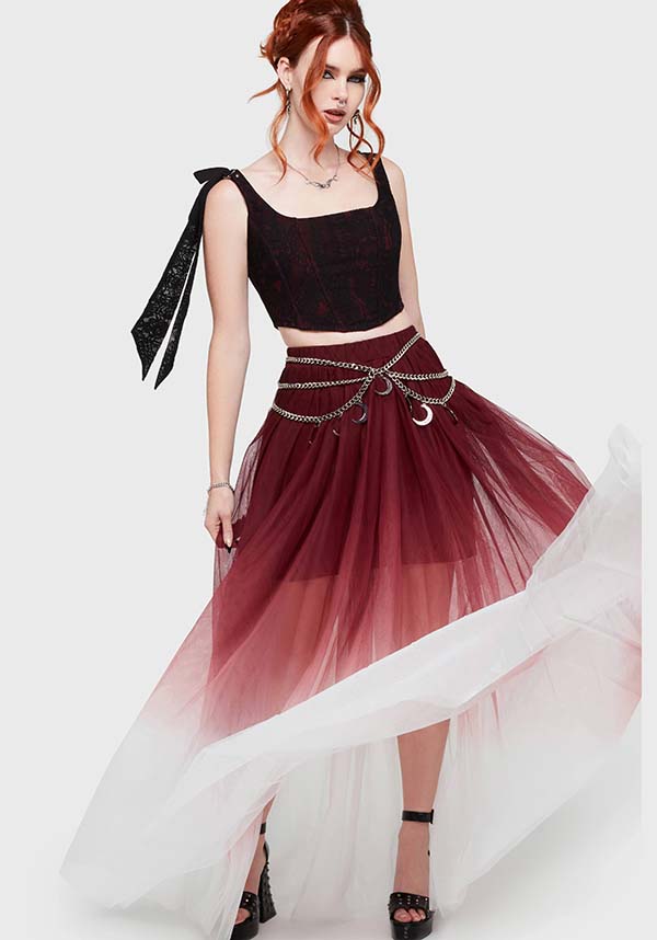 KILLSTAR Shade Empress [Red/White] | MAXI SKIRT - SKIRTS - Detail 2