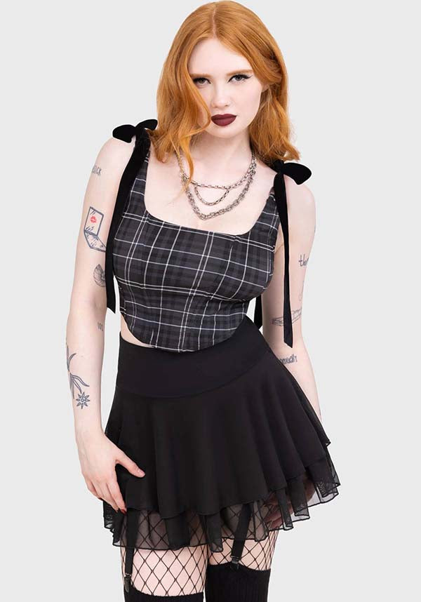 Tartan Flora [Grey] | CORSET TOP