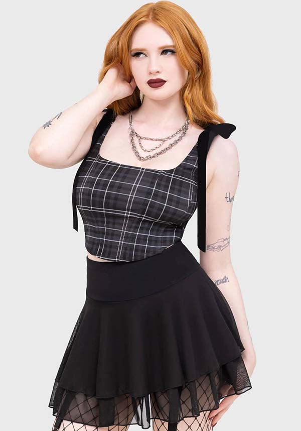 Tartan Flora [Grey] | CORSET TOP