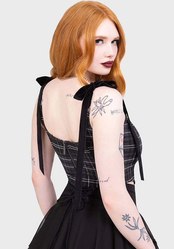 Tartan Flora [Grey] | CORSET TOP