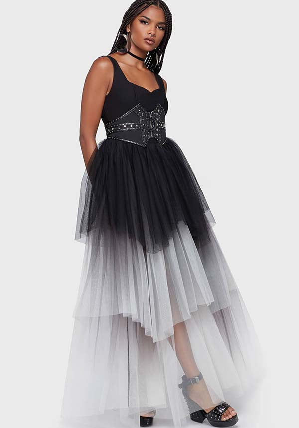 KILLSTAR Under The Candle Light [Black/White] | MAXI DRESS - DRESSES - Front View