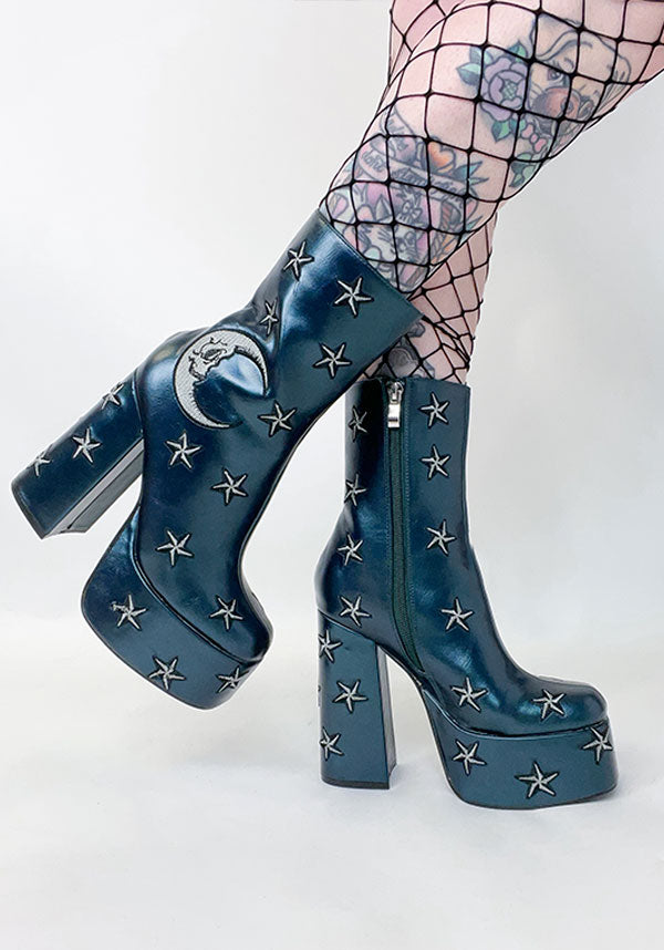 Dreams of Mooncraft [Teal] | HEELED BOOTS