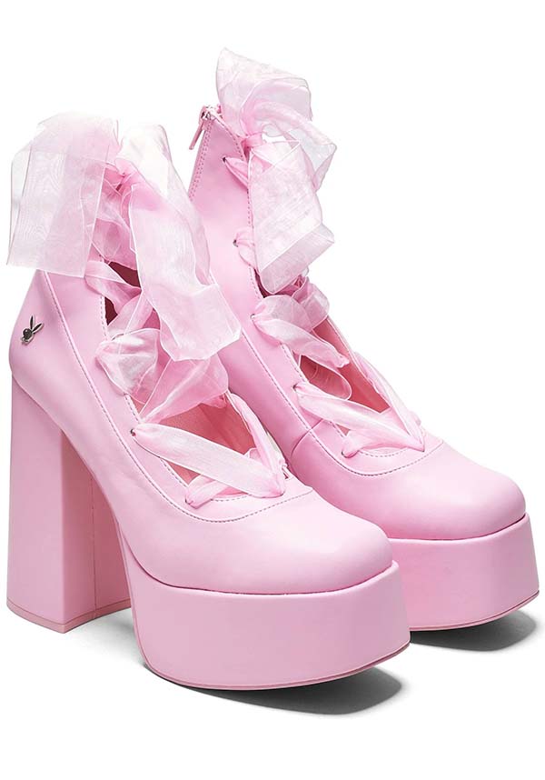 Pink lace best sale up shoes