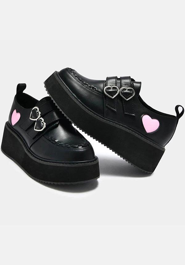Pothos Pink Heart Wave | PLATFORMS` - Beserk - all, apr20, baby pink, black, clickfrenzy15-2023, discountapp, flats, flats [in stock], fp, gothic, in stock, instock, kawaii, koi, koi footwear, labelinstock, labelpending, labelvegan, light pink, mary jane, mary janes, pastel goth, pastel pink, pending, pink, platform, platforms, platforms [in stock], shoes, vegan