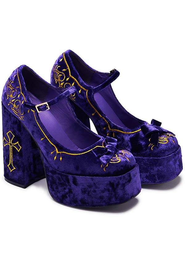 Purple Rockabilly Flats Koi Footwear Royal Manor Velvet Purple