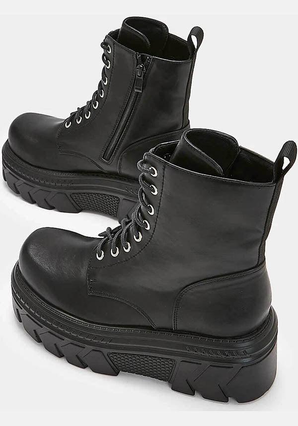 Talwar | CHUNKY STOMPER BOOTS` - Beserk - all, boot, boots, boots [in stock], clickfrenzy15-2023, combat boots, discountapp, fp, goth, gothic, in stock, instock, jun21, koi, koi footwear, labelinstock, labelvegan, R010621, shoe, shoes, vegan, zip up