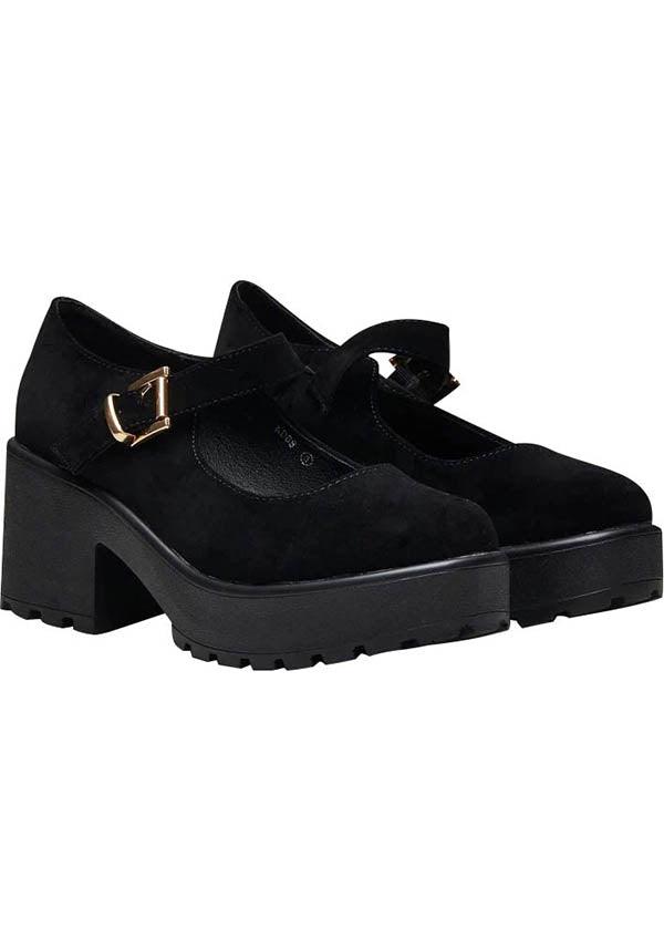 Tira [Black Suede] | MARY JANES` - Beserk - all, black, clickfrenzy15-2023, discountapp, fp, gothic, heels, heels [in stock], in stock, instock, koi footwear, labelinstock, labelpending, labelvegan, ladies, oct21, office, pending, platform, platforms, platforms [in stock], R281021, shoes, suede, vegan, winter