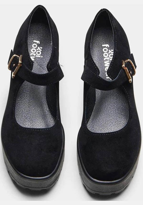 Tira [Black Suede] | MARY JANES` - Beserk - all, black, clickfrenzy15-2023, discountapp, fp, gothic, heels, heels [in stock], in stock, instock, koi footwear, labelinstock, labelpending, labelvegan, ladies, oct21, office, pending, platform, platforms, platforms [in stock], R281021, shoes, suede, vegan, winter