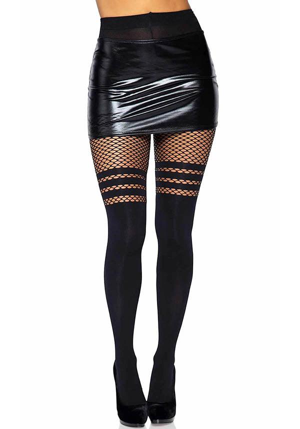 Black Women Ladies Fishnet Net Rhinestone Glitter Thigh High Socks Stockings
